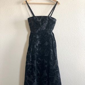 Anthropologie Black Removable Strap Jacquard Floral MIDI Dress